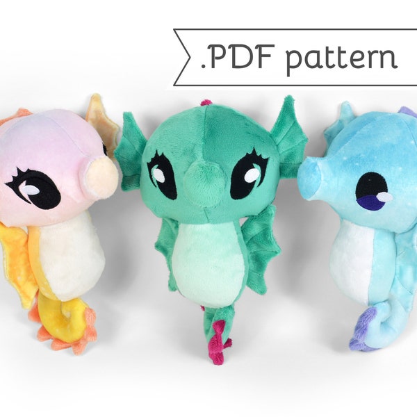 Tutoriel .pdf de patron de couture peluche hippocampe