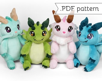 Slouchy Plush Dragons Sewing Pattern .pdf Tutorial