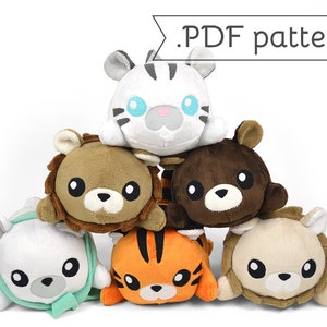 Stacking Lion Tiger Bear Plush Sewing Pattern .pdf Tutorial