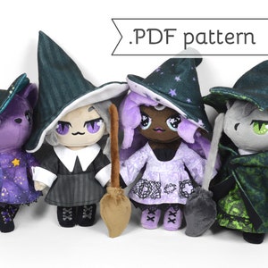 Witch Doll Plush Expansion Pack Sewing Pattern .pdf Tutorial Hat Wizard Robe Broom