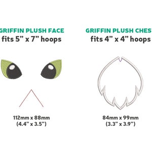 Griffin Eyes Machine Embroidery File Design for Plush 7 Sizes image 6