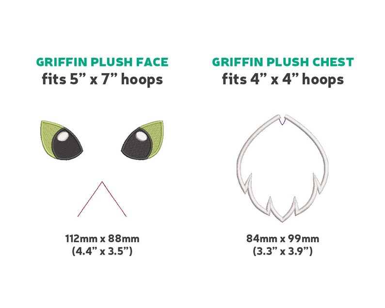 Griffin Eyes Machine Embroidery File Design for Plush 7 Sizes image 6