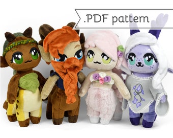 Chibi Centaur Doll Plush Sewing Pattern .pdf Tutorial Horse Giraffe Zebra Deer Alpaca Faun