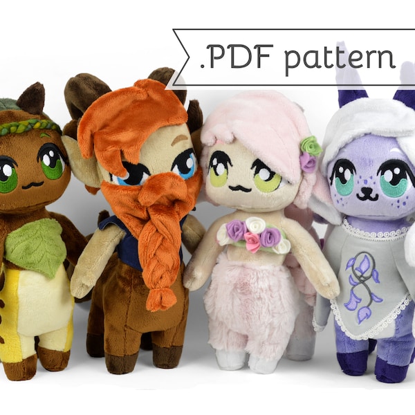 Chibi Centaur Doll Plusch Schnittmuster .pdf Anleitung Pferd Giraffe Zebra Reh Alpaka Faun