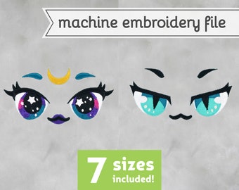 Witch Eyes Machine Embroidery File Design for Plush 7 Sizes Wizard Galaxy