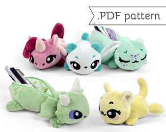 Pencil Plush Pouch Belly Flop Style Sewing Pattern .pdf Tutorial Stuffed Animal