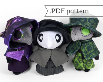 Plague Doctor Plush Sewing Pattern .pdf plus bonus Expansion Pack for Dolls Mask