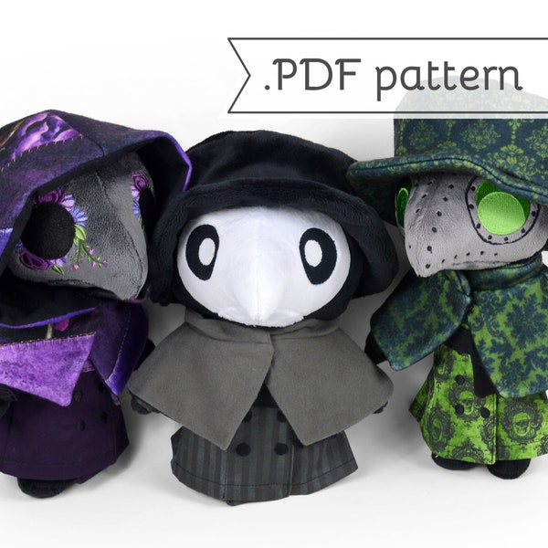 Plague Doctor Plush Sewing Pattern .pdf plus bonus Expansion Pack for Dolls Mask