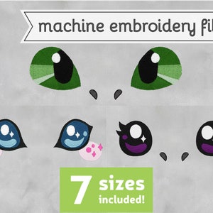 Motif de fichier de broderie Machine doux yeux d'animal #3 pour peluche 7 tailles