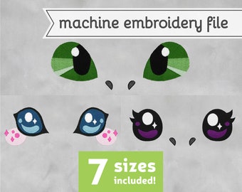 Sweet Animal Eyes #3 Machine Embroidery File Design for Plush 7 Sizes