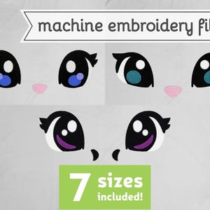 Fantasy Animal Eyes Machine Embroidery File Design for Plush 7 Sizes