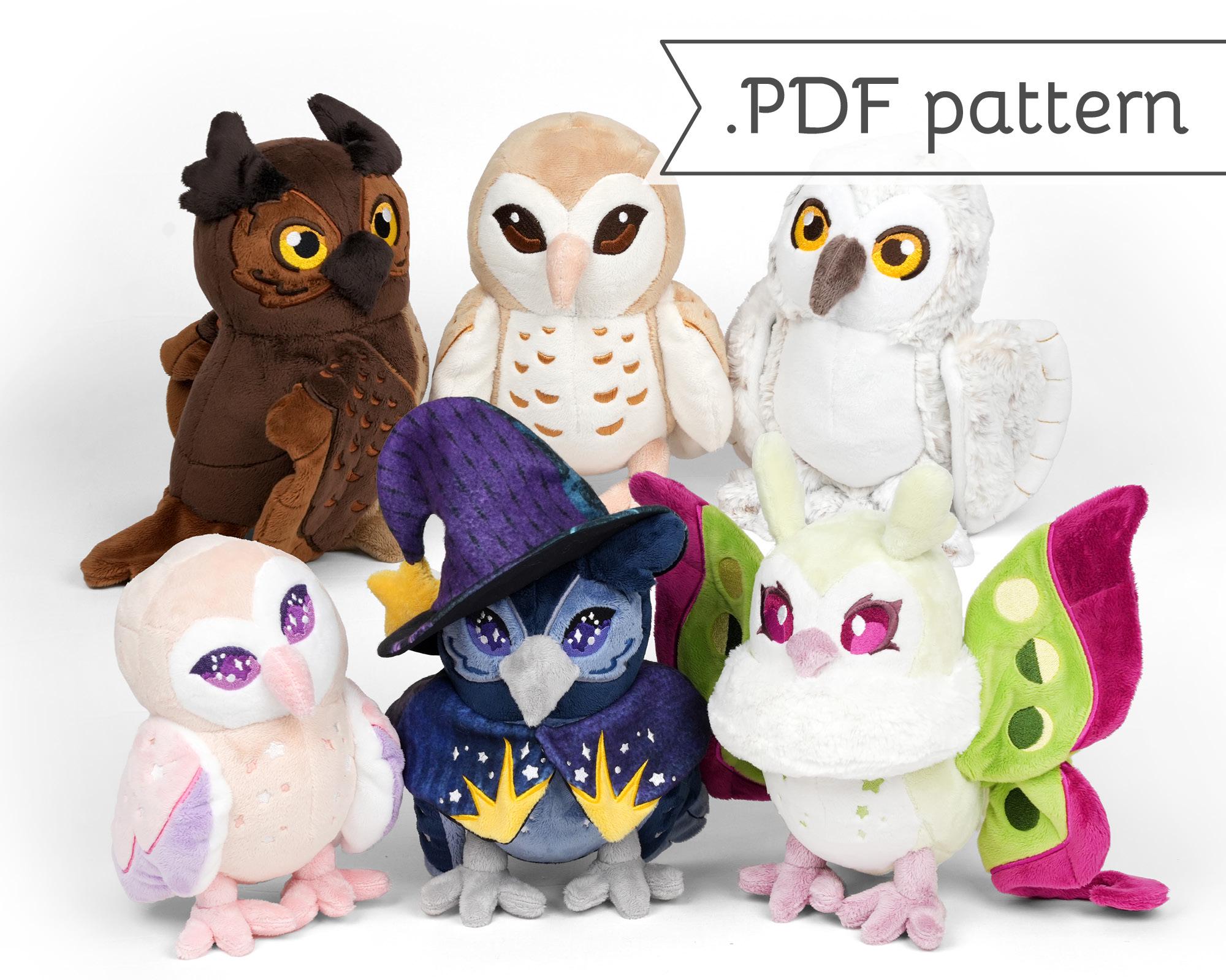 Owl Plush Pack Sewing Pattern .pdf Tutorial Barn Great Horned Snowy