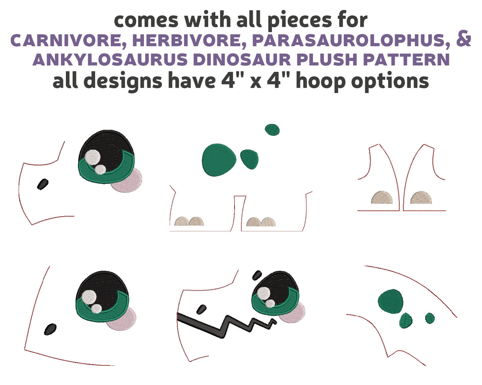 Dinosaur Eyes Machine Embroidery File Design for Plush 7 Sizes - Etsy