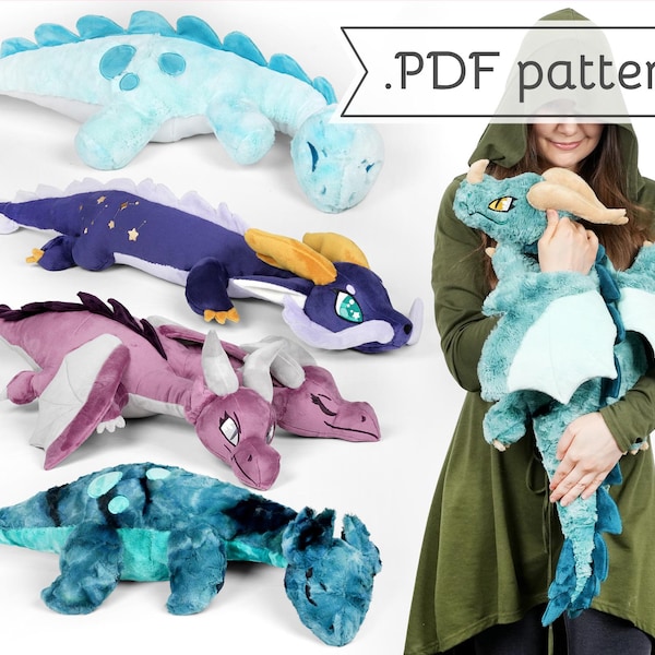 Long Neck Cuddle Sewing Pattern .pdf Tutorial Dragon Dinosaur Plesiosaur Brontosaurus Hydra Monster Body Pillow