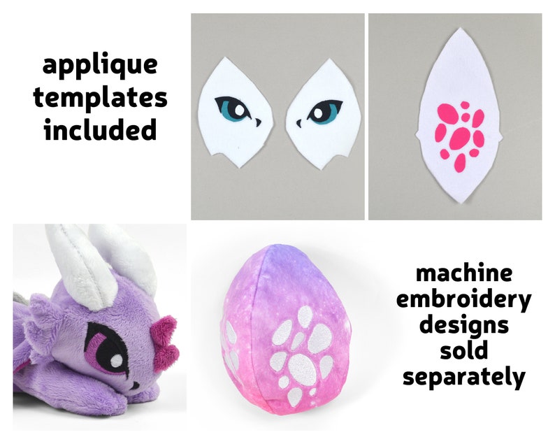 Reversible Dragon Plush Sewing Pattern .pdf Tutorial Chibi Egg | Etsy