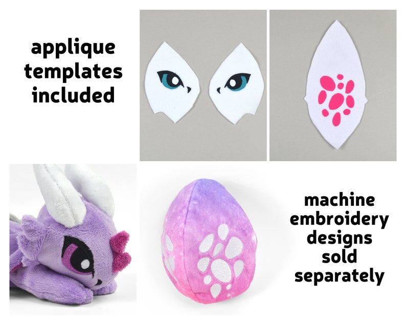 Reversible Dragon Plush Sewing Pattern .pdf Tutorial Chibi Egg Flip image 10