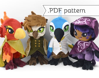 Anthro Bird & Harpy Doll Plush Sewing Pattern .pdf Tutorial with Clothing