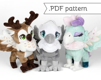 Hippogriff Plush Animal Sewing Pattern .pdf Tutorial Griffin Gryphon Eagle Horse