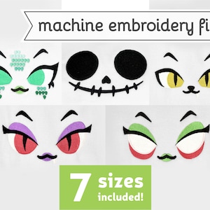 Monster Eyes Machine Embroidery File Design for Plush 7 Sizes Vampire Werewolf Zombie Skeleton image 1