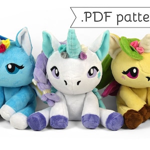 Floppy Unicorn Plush Sewing Pattern .pdf Tutorial Pegasus Pony Alicorn Horse