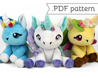 Floppy Unicorn Plush Sewing Pattern .pdf Tutorial Pegasus Pony Alicorn Horse