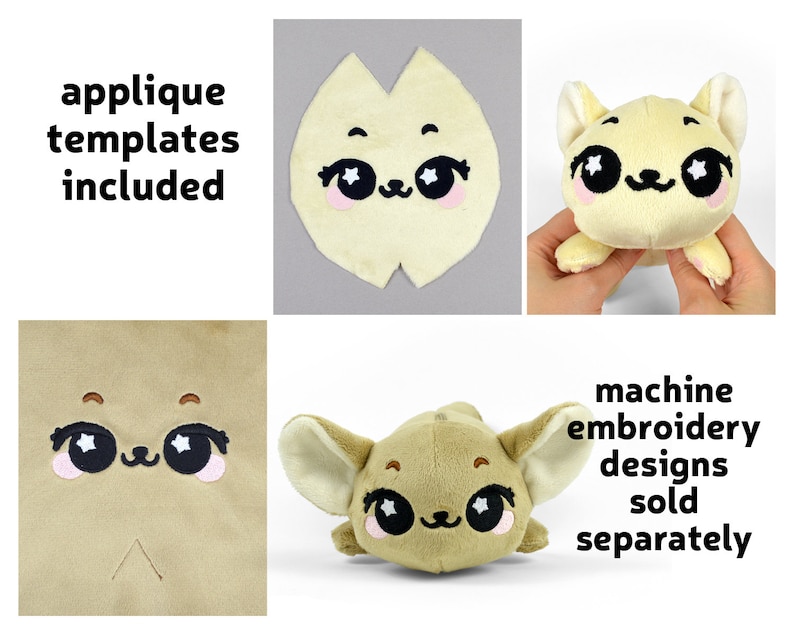 May include: A plush toy pattern for a cute animal with big eyes and a star design. The pattern includes appliqu&eacute; templates. Machine embroidery designs are sold separately.
