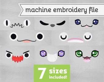 Sea Mammal and Shark Eyes Machine Embroidery File Design for Plush 7 Sizes