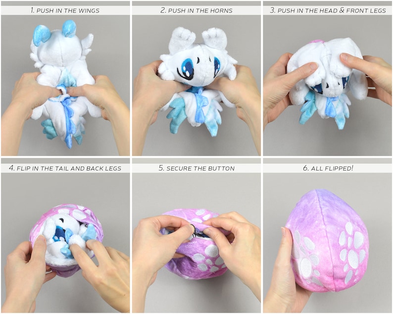 Reversible Dragon Plush Sewing Pattern .pdf Tutorial Chibi Egg Flip image 7