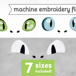 Lizard Eyes Machine Embroidery File Design for Plush 7 Sizes