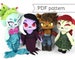 Monster Doll Plush Expansion Pack Sewing Pattern .pdf Tutorial Werewolf Zombie Vampire Skeleton Medusa 