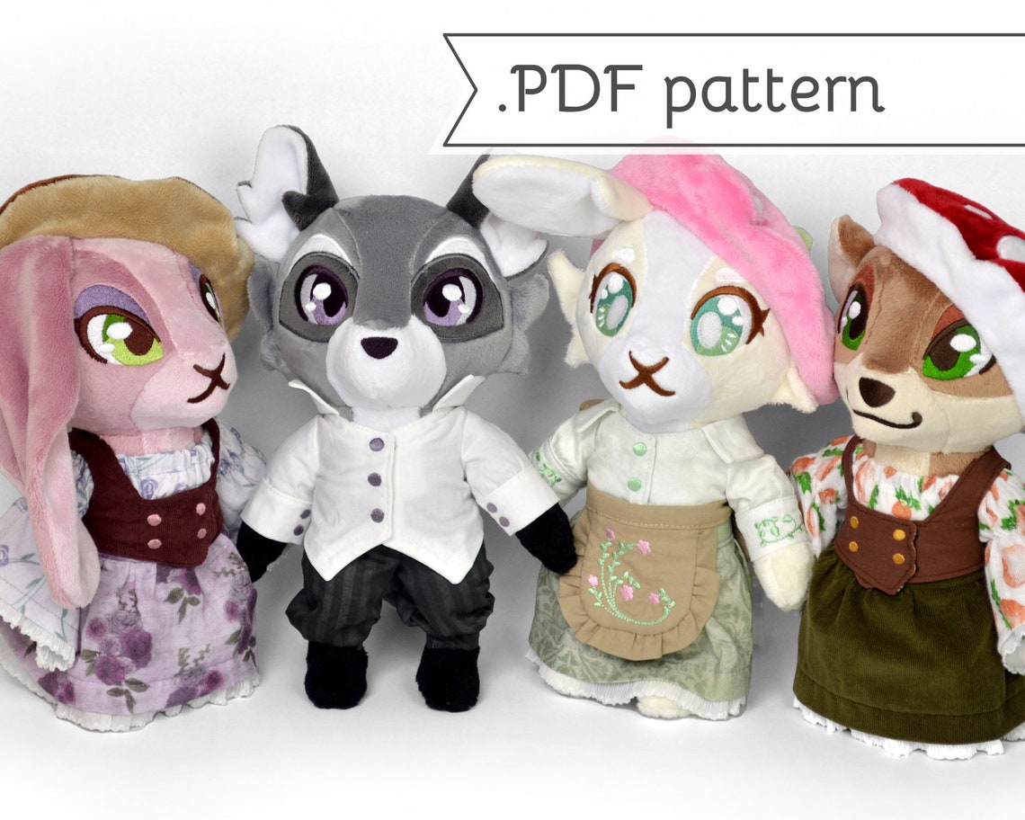Forest Anthro Animal Plush Sewing Pattern .pdf Tutorial Rabbit - Etsy