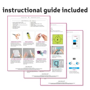 May include: Instructions for a dragon eye embroidery project. The instructions include a list of materials and tools, a diagram of the embroidery design, and a color chart. The instructions are written in English.