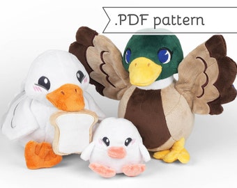 Duck Plush Animal Sewing Pattern .pdf Tutorial Mallard Duckling