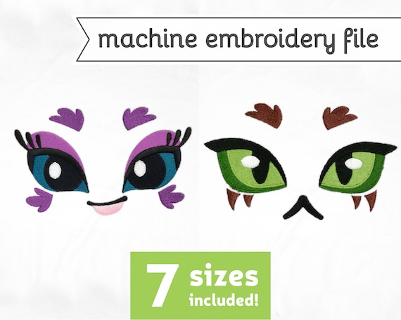 Bird Eyes Machine Embroidery File Design for Plush 7 Sizes Scar