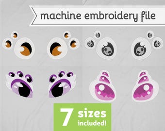 Spider Eyes Machine Embroidery File Design for Plush 7 Sizes