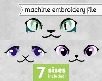 Animal Eyes #2 Machine Embroidery File Design for Plush 7 Sizes