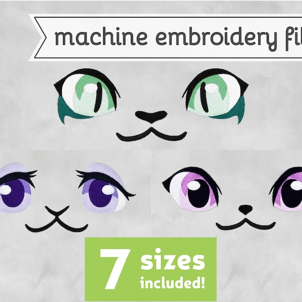 Animal Eyes #2 Machine Embroidery File Design for Plush 7 Sizes