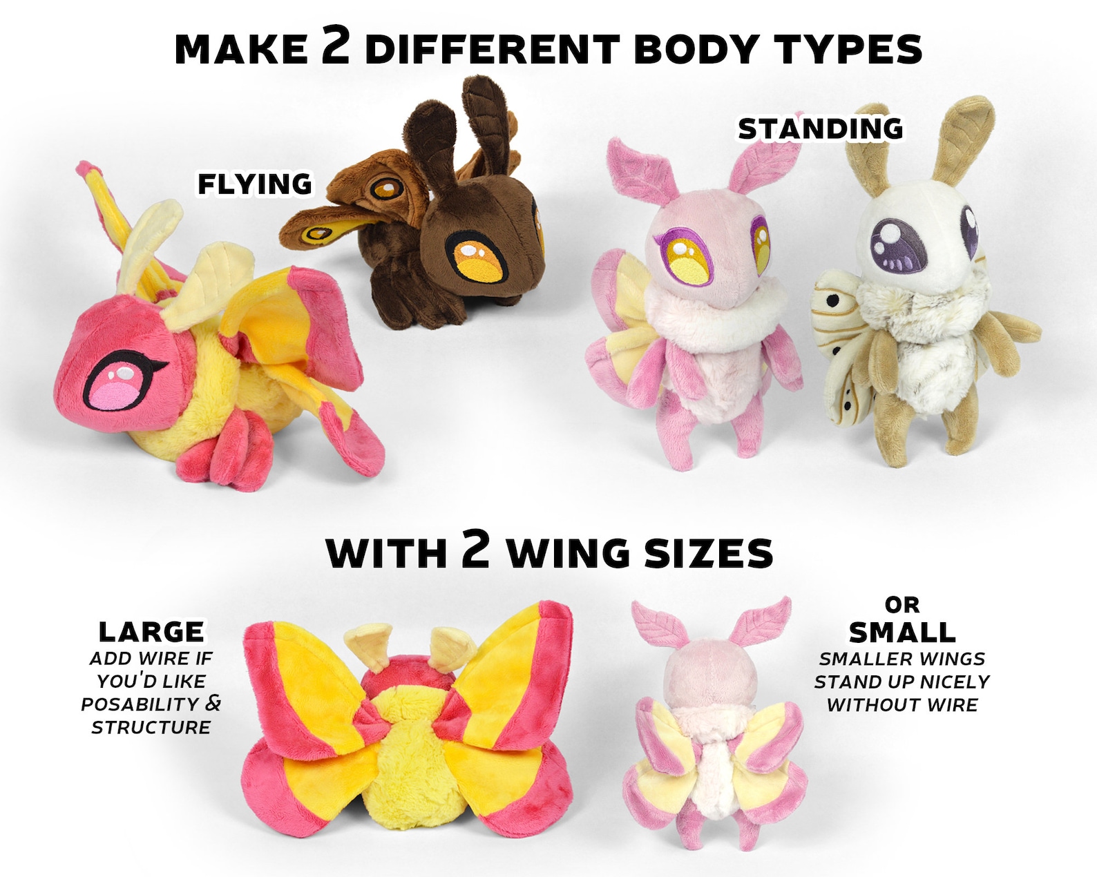 Moth & Butterfly Plush Sewing Pattern .pdf Tutorial Luna Etsy