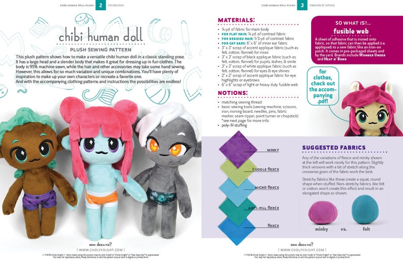 Chibi Human Doll Plush Sewing Pattern .pdf Tutorial with | Etsy