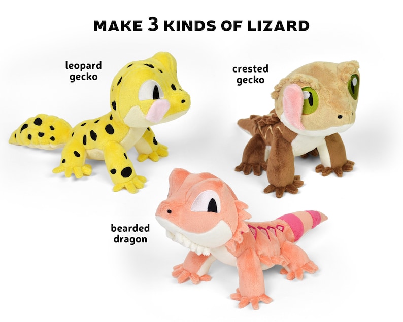 Pet Lizard Plush Sewing Pattern .pdf Tutorial Leopard Gecko Crested Bearded Dragon image 3