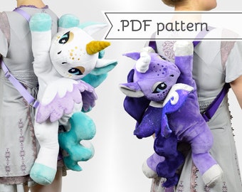 Unicorn Plush Backpack Sewing Pattern .pdf Tutorial Stuffed Animal