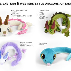 Neck Dragon Plush Sewing Pattern .pdf Tutorial Posable Wearable Shoulder Accessory Eastern Snake image 5