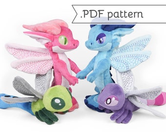 Dragonfly Plush Animal Sewing Pattern .pdf Tutorial Dragon Insect Bug