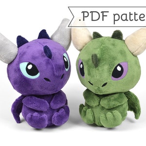 Dragon Sitting with Horns Tail Spikes Plush Sewing Pattern .pdf Tutorial