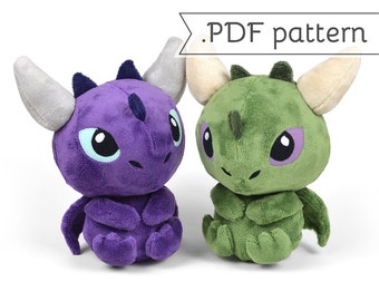 Dragon Sitting with Horns Tail Spikes Plush Sewing Pattern .pdf Tutorial
