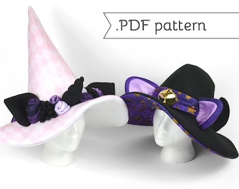 Witch Hat with Animal Ears Sewing Pattern .pdf Cat Unicorn Dragon Wizard