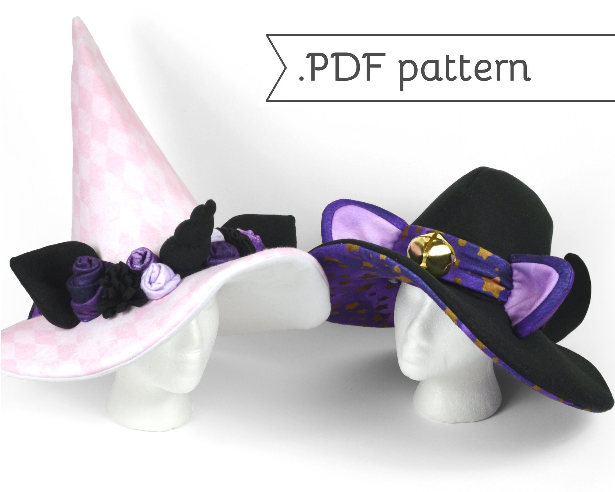 Witch Hat With Animal Ears Sewing Pattern Pdf Cat Unicorn Etsy - roblox witch hat id