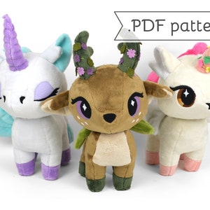 Fawn & Unicorn Chibi Plush Sewing Pattern .pdf Tutorial