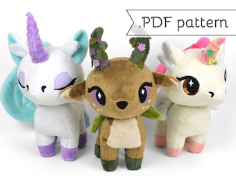 Fawn & Unicorn Chibi Plush Sewing Pattern .pdf Tutorial