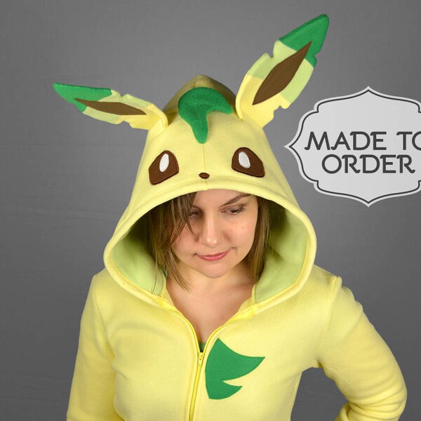 Leafeon Pokemon Costume Hoodie - Made to Order